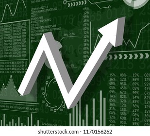 3d illustration inflation and deflation graph