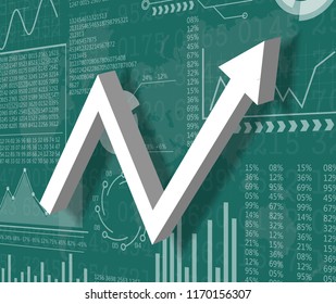 3d illustration inflation and deflation graph