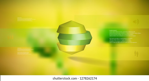 3D illustration infographic template with round octagon divided to three parts