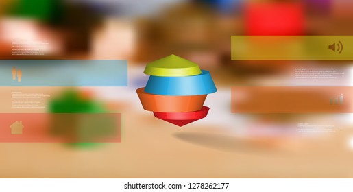 3D illustration infographic template with round octagon divided to four parts