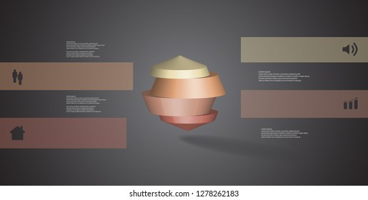 3D illustration infographic template with round octagon divided to four parts