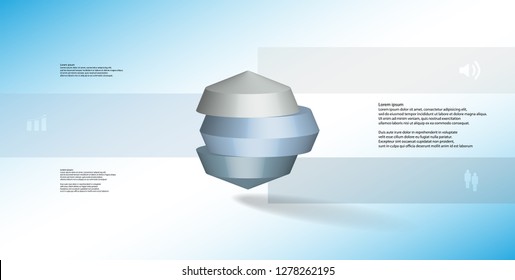 3D illustration infographic template with round octagon divided to three parts