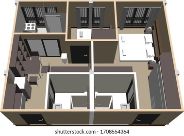3D illustration of interior design