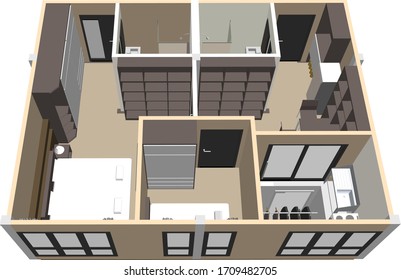 3D illustration of interior design