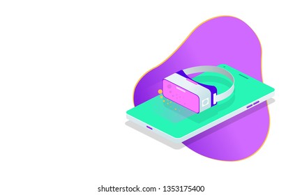 3d illustration with isometric for concept design. Glasses vector flat icon. Landing page concept. Web infographic icon design. Vector illustration template. Technology web virtual background.