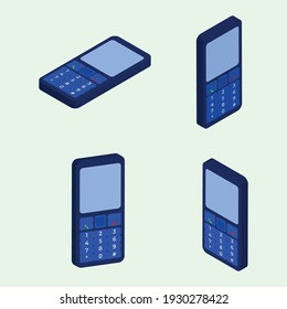 3d illustration isometric render old phone sets point of view