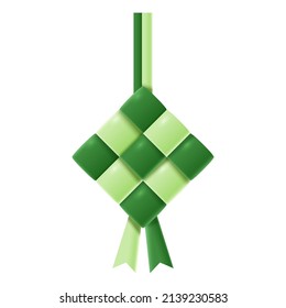 Ilustración 3D de Ketupat. Ilustración vectorial