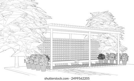3D-Illustration von Landschaft und Architektur