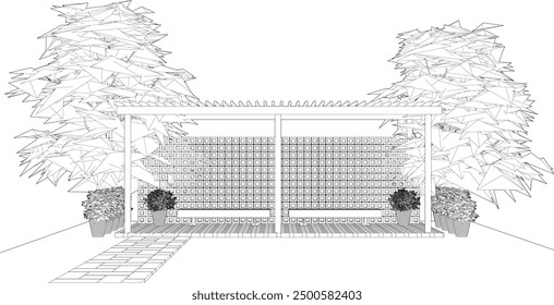 3D illustration of landscape and architecture