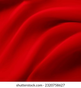 3D illustration of Large Red Flag fullscreen background in the wind with wave patterns