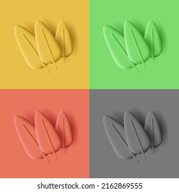 3d ilustración de hojas en diferentes tarjetas de fondo de color. Ilustración del vector