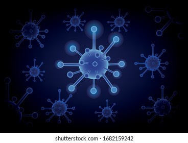 3D illustration  of  Light blue virus on Virus background pattern
