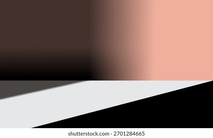3D-Illustration Hellfarbige Basis und rote Wand beleuchtet durch Scheinwerfer als Ort für die Anzeige Ihres Produkts. Hintergrund des Computerrenderingprodukts. Vektorgrafiken