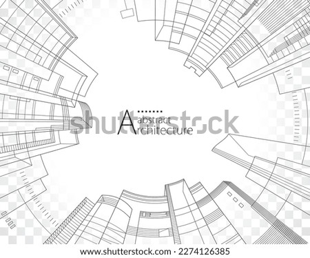 3D illustration linear drawing, architecture urban building design, architecture modern abstract background. 
