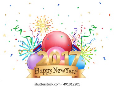 3D illustration logo of happy New year 2017 concept Celebration colorful isolate on white background. Logo&symbol .vector illustration. EPS10