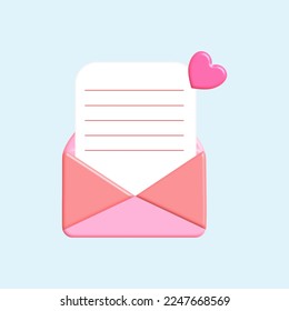 3D illustration love letter suitable for valentine's day Vector