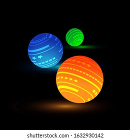 3D illustration. Luminous ball design. Dark background
