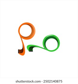 3d illustration of magnifying glass logo icon in green and orange. It can be used as graphic design