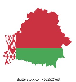 3D Illustration Map Outline of Belarus with the Belarusian Flag