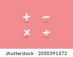 3d illustration mathematical symbols Plus, Minus, Multiplication and Division on pink background