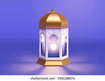 3d illustration of metal fanoos, fanous or Ramadan lantern. Religion element for Islamic holidays.