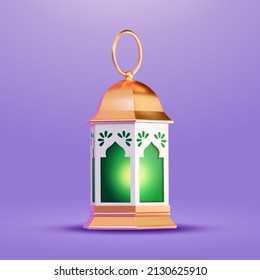 3D Illustration of metal fanoos, fanous or Ramadan lantern with handle. Religious decoration for Islamic holidays