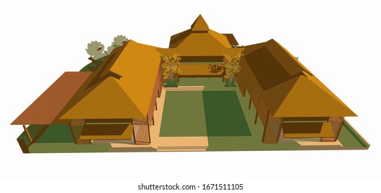 3D illustration of mini hotel