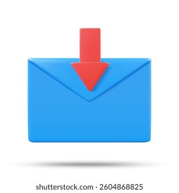 3D Illustration, Minimal, Vector, Incoming Email Icon communication Concept, Receiving Messages, Notifications, For Applications Isolated On White Background