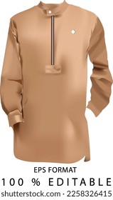 3d illustration mockup of Muslim men's dress in light brown color