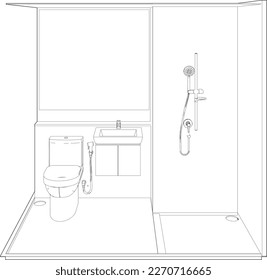 3D illustration of modular bathroom