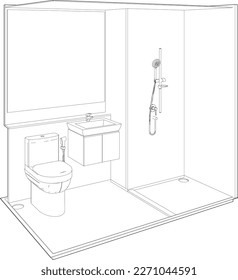 3D illustration of modular bathroom