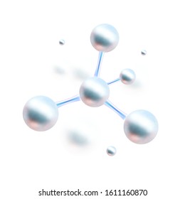 3d illustration of molecule model. Science or medical background with molecules and atoms. Medical background for banner or flyer. Molecular structure with blue spherical particles.