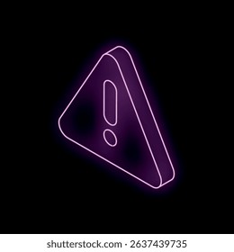 3d illustration of a neon pink exclamation point warning sign glowing on a black background