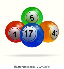 3D Illustration of New Bingo Lottery Balls Floating Over White Background with Shadow