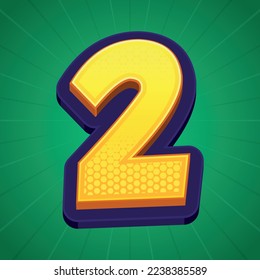 3d illustration of number 2
