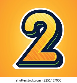 3d illustration of number 2