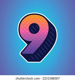 3d illustration of number 9