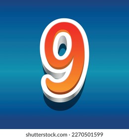 3d illustration of number 9