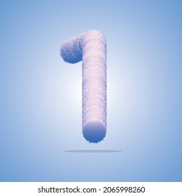 3d illustration of number, Number font 1 made of Real with Precious hairy shape of letter, Greeting celebration with 3d font and number of Vector design