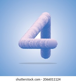 3d illustration of number, Number font 4 made of Real with Precious hairy shape of letter, Greeting celebration with 3d font four and number of Vector design