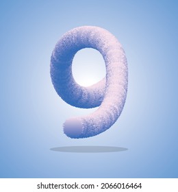 3d illustration of number, Number font 9 made of Real with Precious hairy shape of letter, Greeting celebration with 3d font nine and number of Vector design