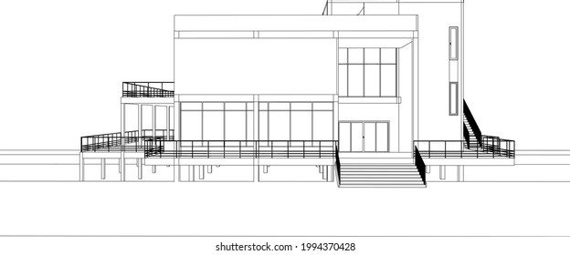3D illustration of office building