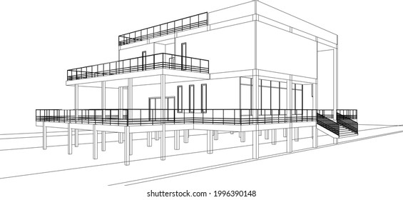 3D illustration of office building