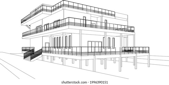 3D illustration of office building