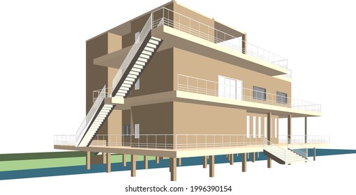 3D illustration of office building