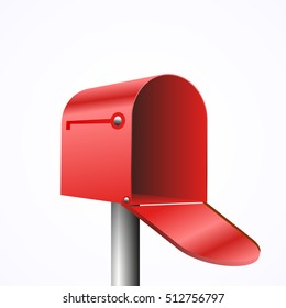 3d illustration of opened red mailbox, isolated on white, vector