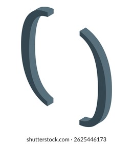3D-illustratie van een paar haakjes die het coderingsproces weergeven