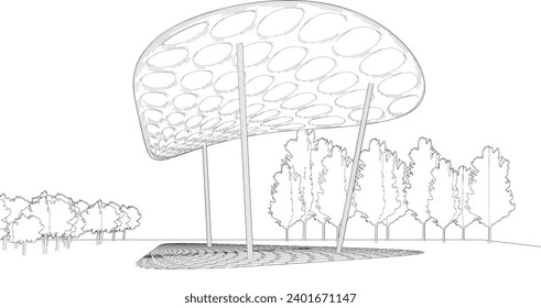 3D illustration of parametric pavilion