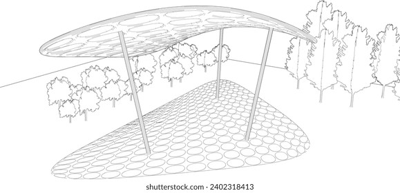 3D illustration of parametric pavilion