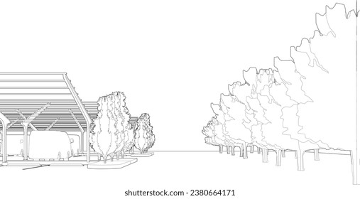 3D illustration of parking lot
